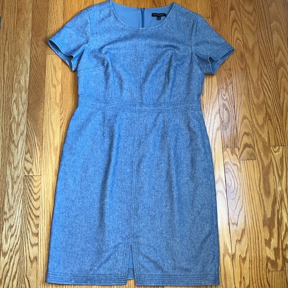 BANANA REPUBLIC Wool-Blend Flannel Sheath Dress in Light Blue 14 - Picture 3 of 10